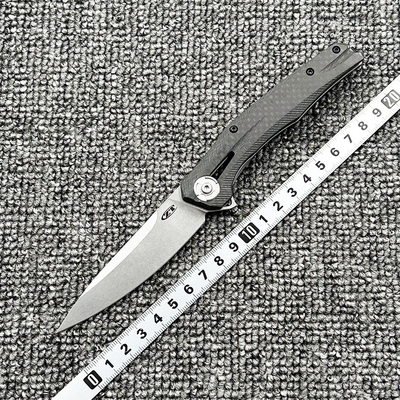 零误差 ZT0707碳纤维柄折刀户外野营狩猎战术防身高硬度EDC工具刀
