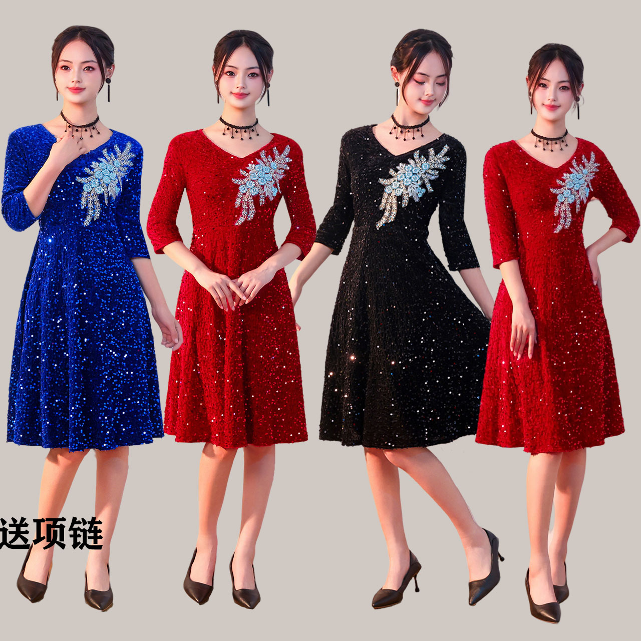 新款亮片爵士舞蹈服女团成人合唱服现代舞套装广场舞主持人演出服