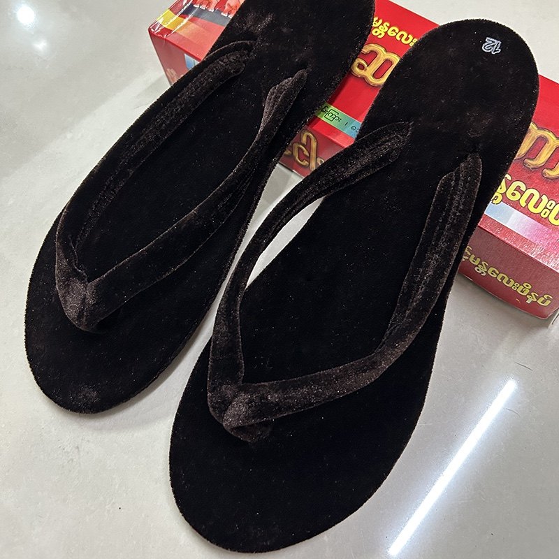 缅甸拖鞋牛筋底休闲人字拖绒布夹脚鞋