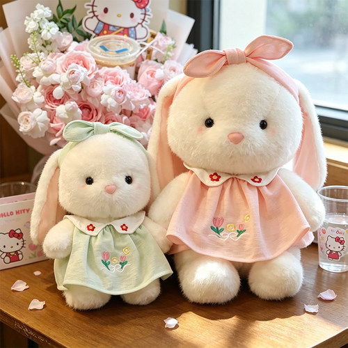 可爱花裙小兔子毛绒公仔布娃娃