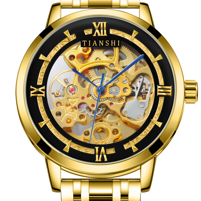 天诗星空潮虫洞概念手表男机械表全自动欧美男士运动学生男表精钢