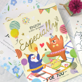 SEASON台湾四季 中开万用卡A4创意集体签名超大尺寸中型贺卡片三折卡附信封