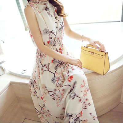 2020夏季新款韩版女装雪纺连衣裙修身显瘦印花长款无袖长裙沙滩裙|ruв категории Женская одежда, платье - от Buy2taobao.com для оказания профессиональной услуги покупки агента Taobao
