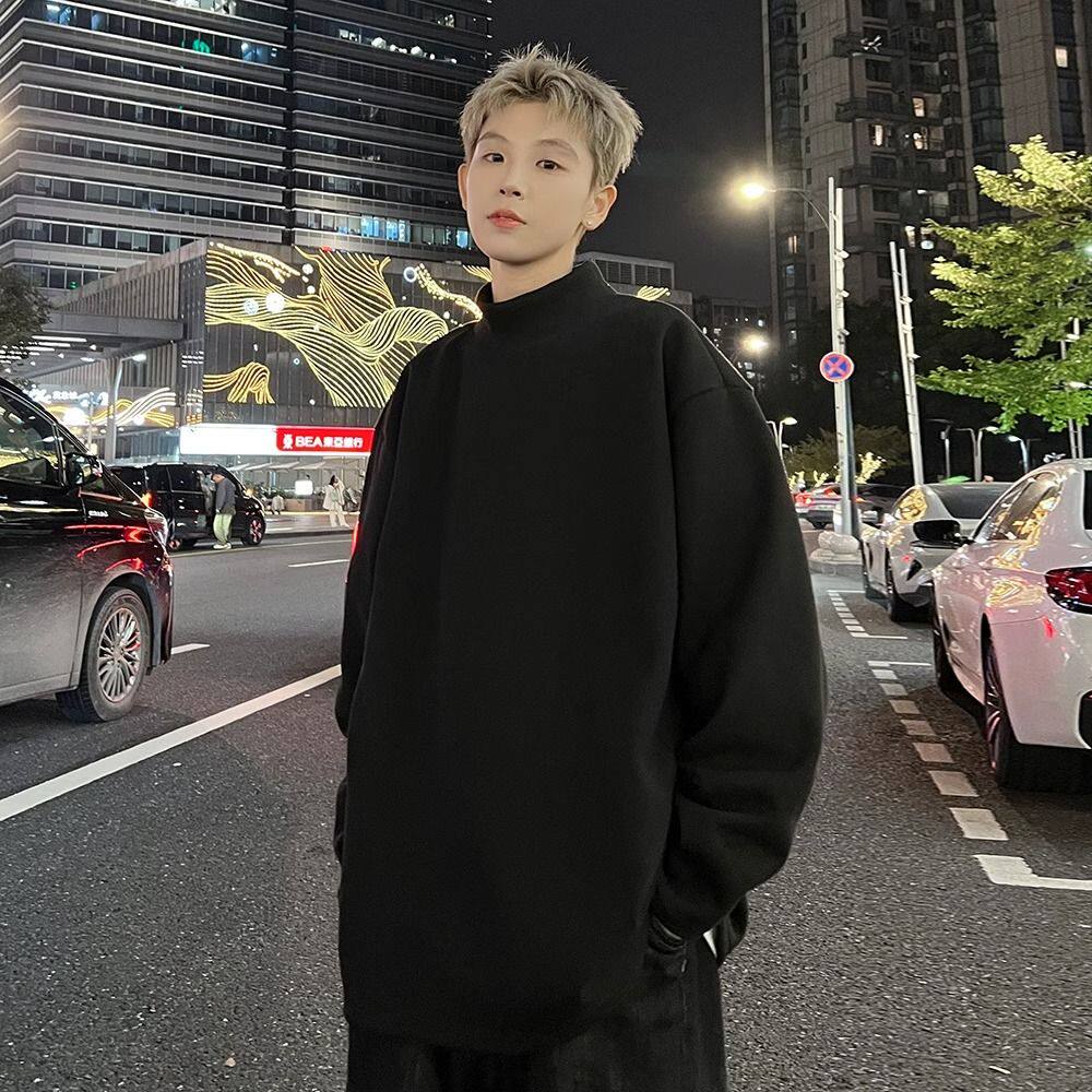 内搭打底衫男款秋冬季加绒半高领长袖t恤秋衣保暖卫衣德绒上衣服