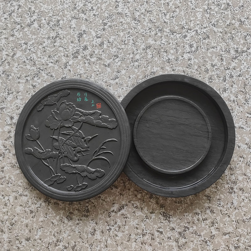 非遗书法用品歙砚水波水浪纹文房四宝砚台原石书法绘画文房礼品