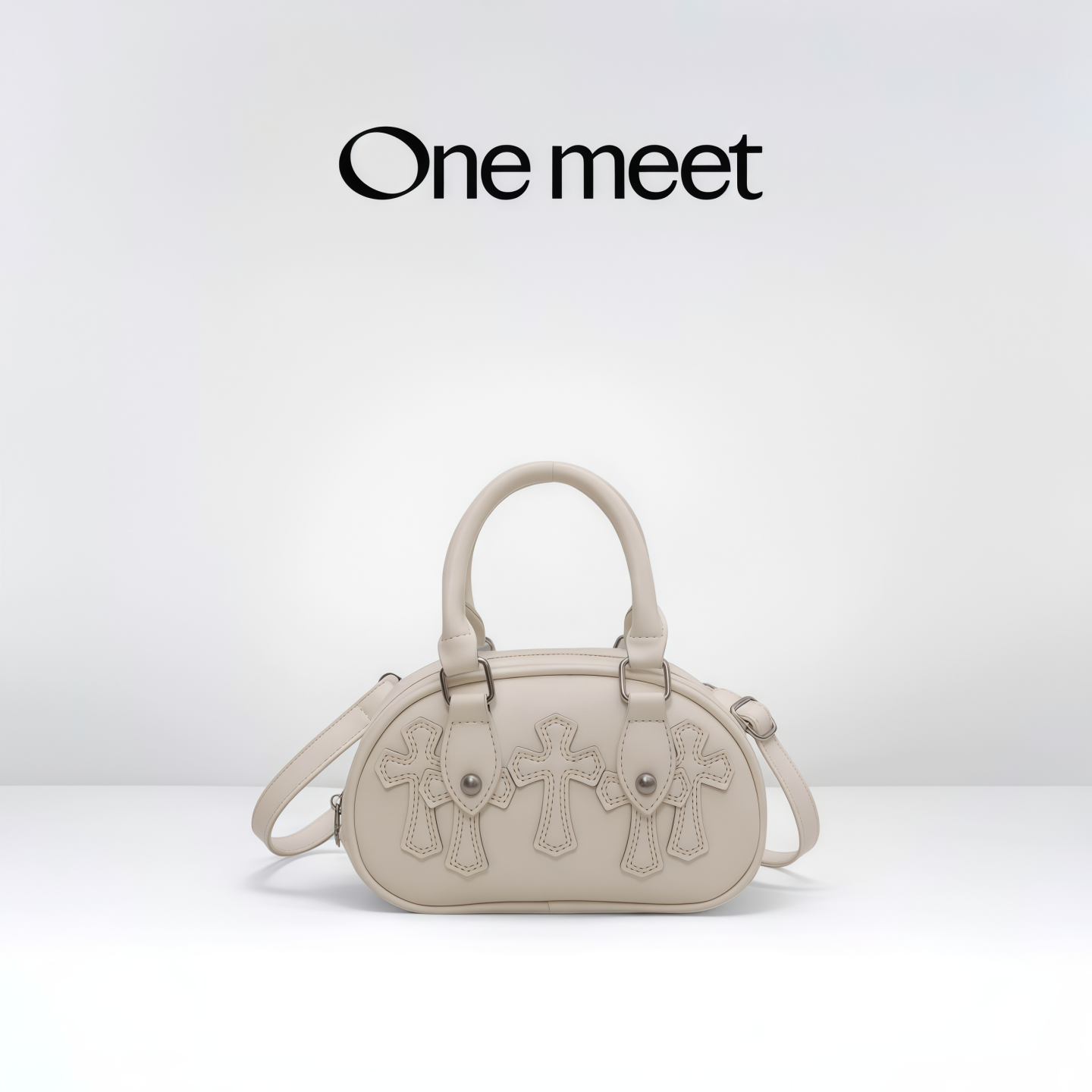 ONE MEET晚觅纯净白手提保龄球包包女2026新款轻奢小众单肩斜挎包,箱包皮具/热销女包/男包,通用款女包,淘宝优惠券,粉丝福利购,淘宝优惠卷