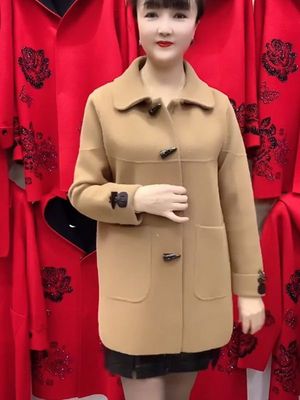 妈妈装羊绒中长款外套女秋冬季