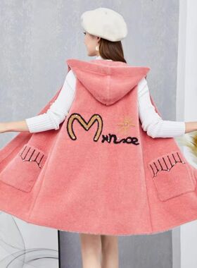 新款水貂绒马甲女士外套秋季大码时尚中长款保暖韩版背心毛衣女