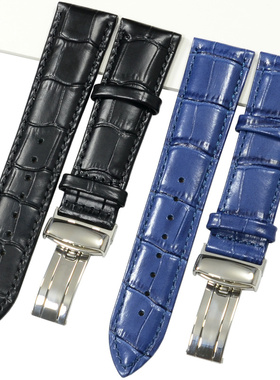 卡西欧表带蓝色真皮手表皮带EFR552 526 EFB670 MTP1374 1375男款