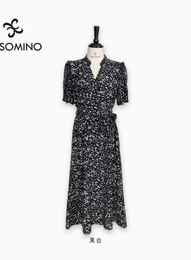 真丝连衣裙16mm黑白Y561B6133