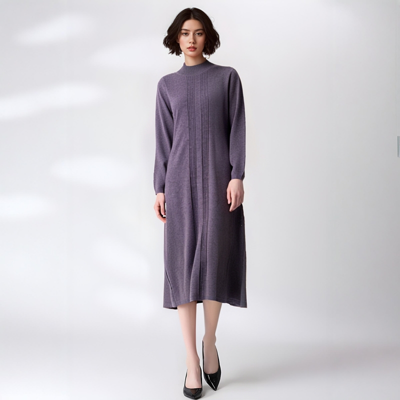 衣莎美诺春秋冬极简羊毛连衣裙