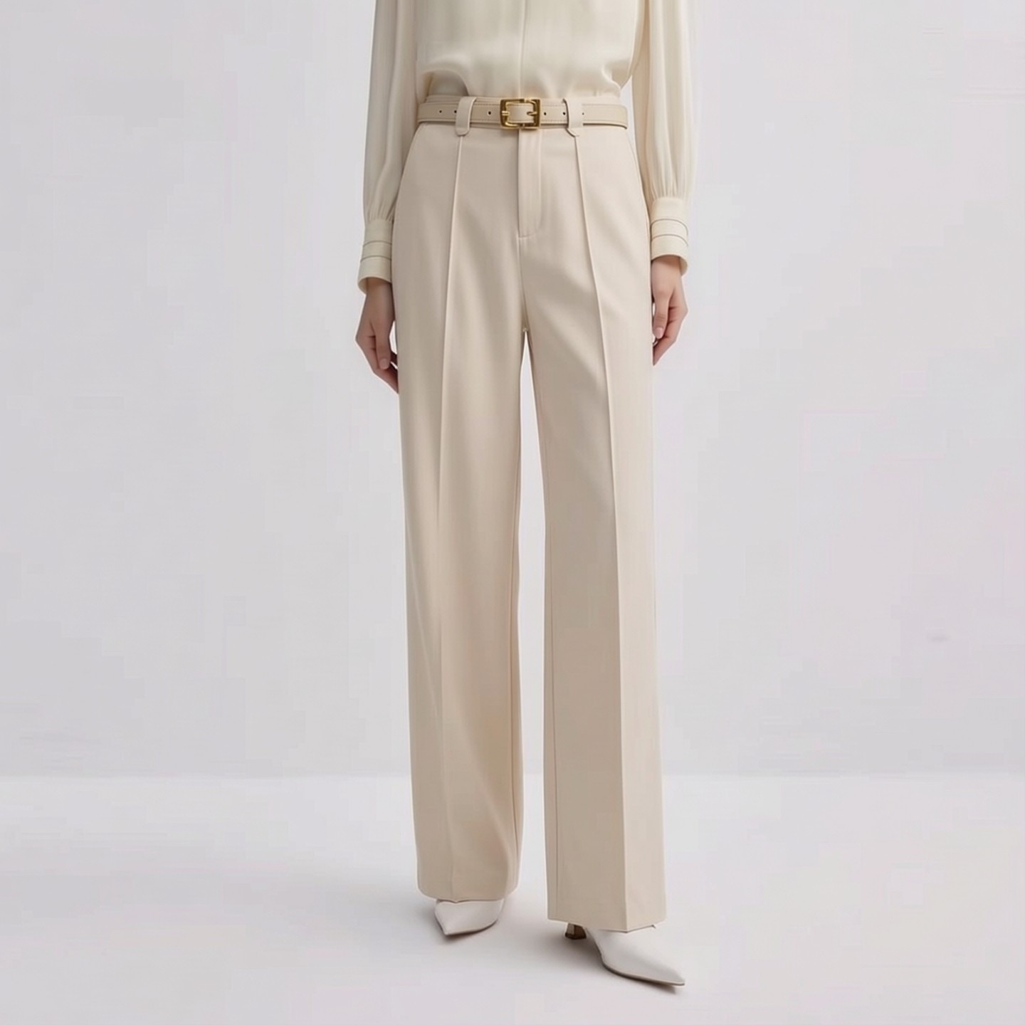 春秋配腰带显瘦直筒拖地裤微弹柔顺休闲裤西装裤女长裤Y235C8639