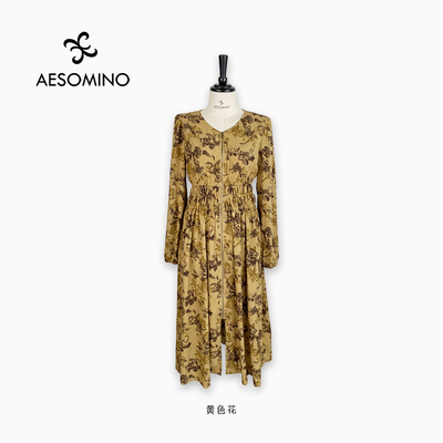 春秋连衣裙黄色花Y411C5992