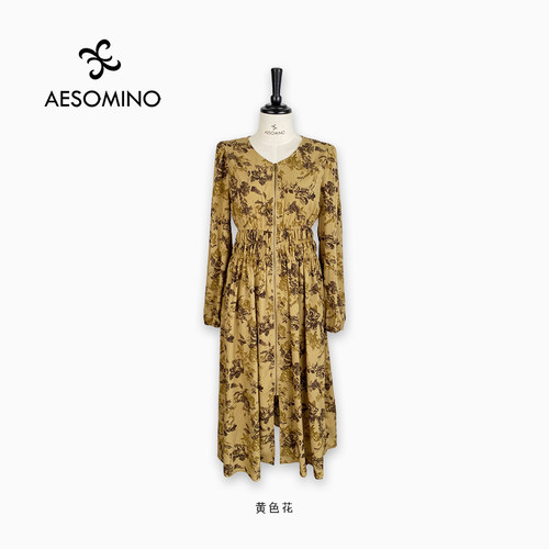 春秋连衣裙黄色花Y411C5992