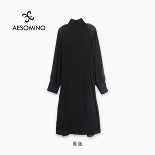 Aesomino 衣莎美诺春秋连衣裙黑色Y662CL004 新品