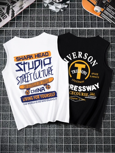 Летний баскетбольный жилет, мужская спортивная футболка для спортзала без рукавов, в американском стиле, свободный крой