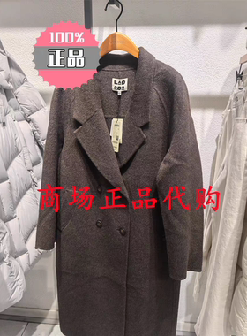 100%羊毛LAGOGO巴恩风复古呢大衣女拉谷谷2025冬款外套OCDD33YC21