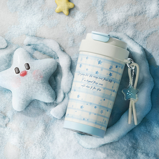 face咖啡杯陶瓷内胆保温杯女吸管水杯新款高颜值生日礼物可爱杯子