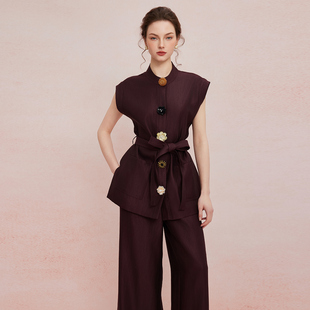 套装 茶歇休闲阔腿裤 立体手工绣花上衣高端套装 斯尔丽2025新款