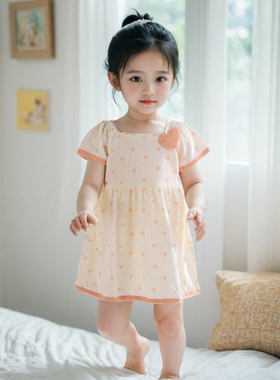 童泰女童连衣裙薄款女宝宝宝夏季公主裙洋气短袖连体衣夏装裙子