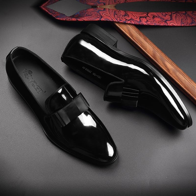 漆皮休闲皮鞋头层牛皮乐福鞋