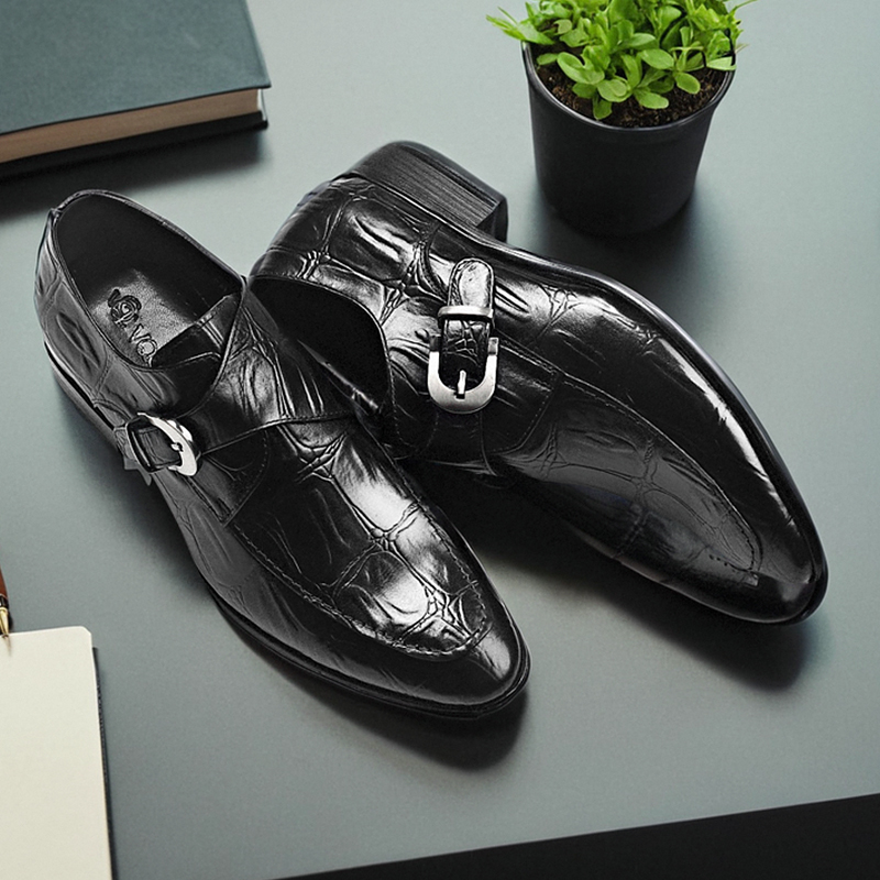vqgt鳄鱼纹韩版尖头皮鞋商务