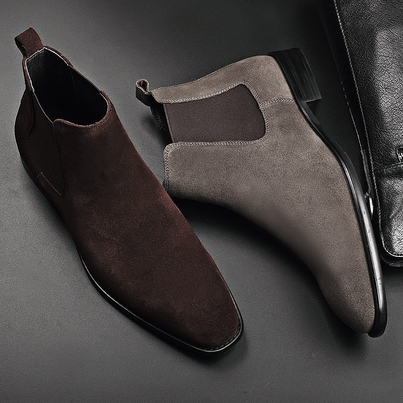 VQGT新款英伦时尚男靴真皮皮靴反绒切尔西靴短靴磨砂马丁靴单靴潮,流行男鞋,切尔西靴,淘宝优惠券,粉丝福利购,淘宝优惠卷