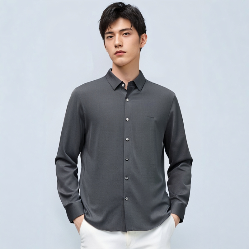 S251074504爱登堡男装正品新款春装商务休闲针织长袖衬衫