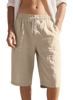 Men's casual seven-inch shorts 纯色日常沙滩七分休闲短裤男