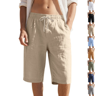 Men's casual seven-inch shorts 纯色日常沙滩七分休闲短裤男