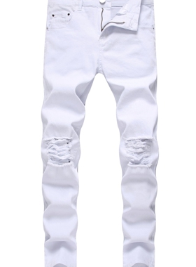 Denim slim fit small feet elastic men's fashion jeans