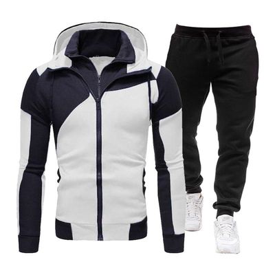 Fall new style spliced hooded casual sports men's suit