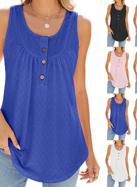 New solid color crew neck sleeveless tank lady 圆领无袖背心