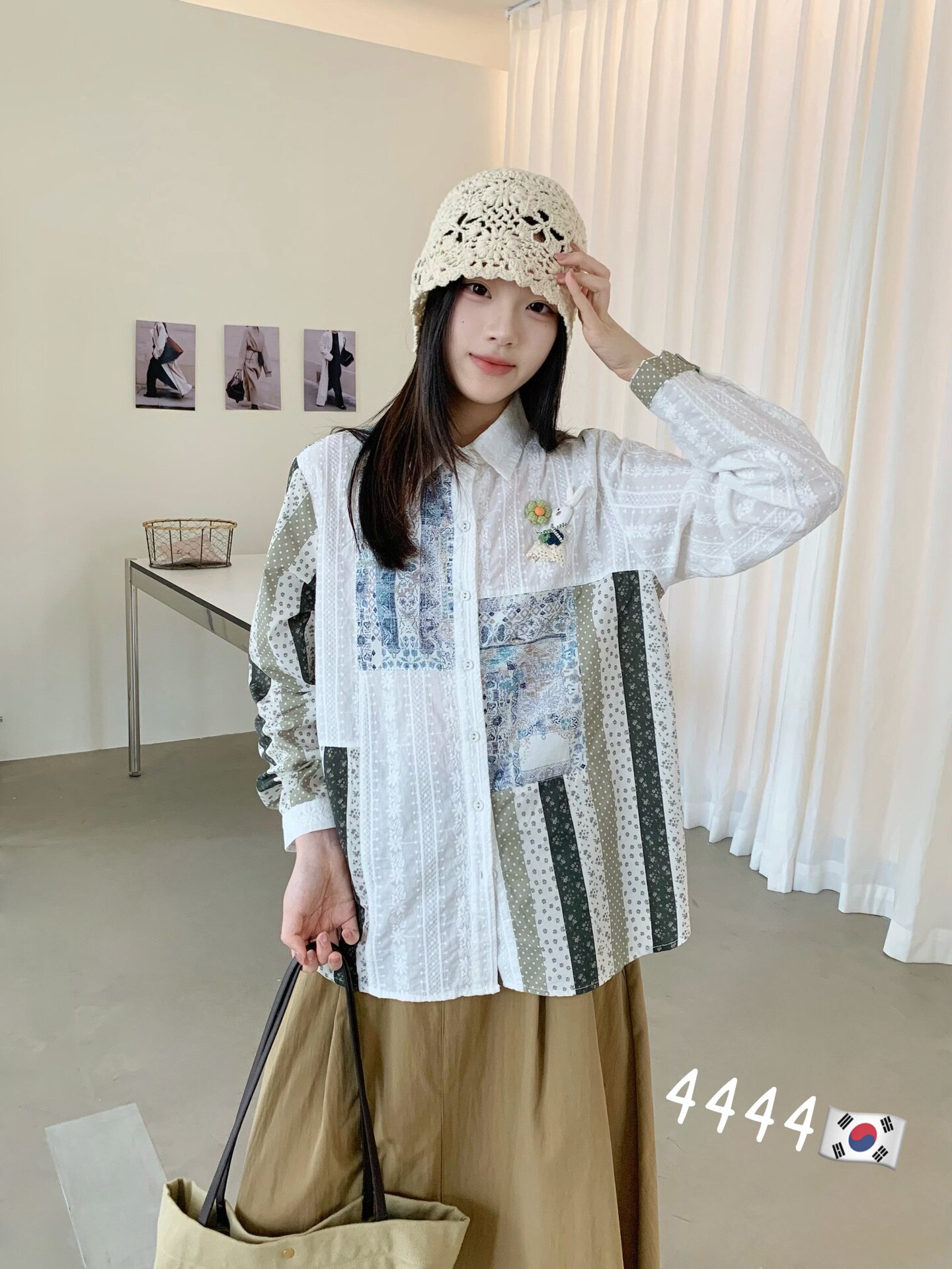 韩国小众时尚拼色2026秋季新款宽松显瘦减龄甜美长袖纯棉衬衫女潮