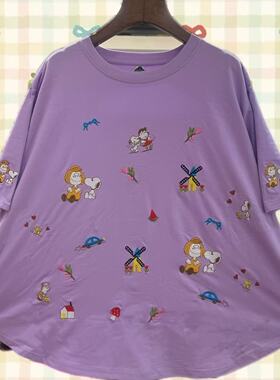 日系卡通刺绣2026夏季新款宽松休闲减龄纯棉圆领套头短袖insT恤潮