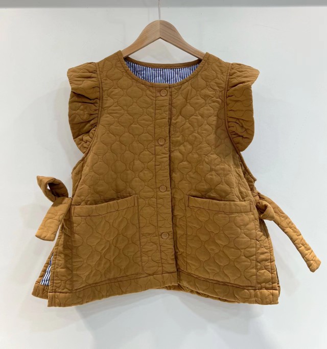 日单薄棉马甲背心女2023秋冬新款花边设计洋气日系减龄百搭坎肩潮