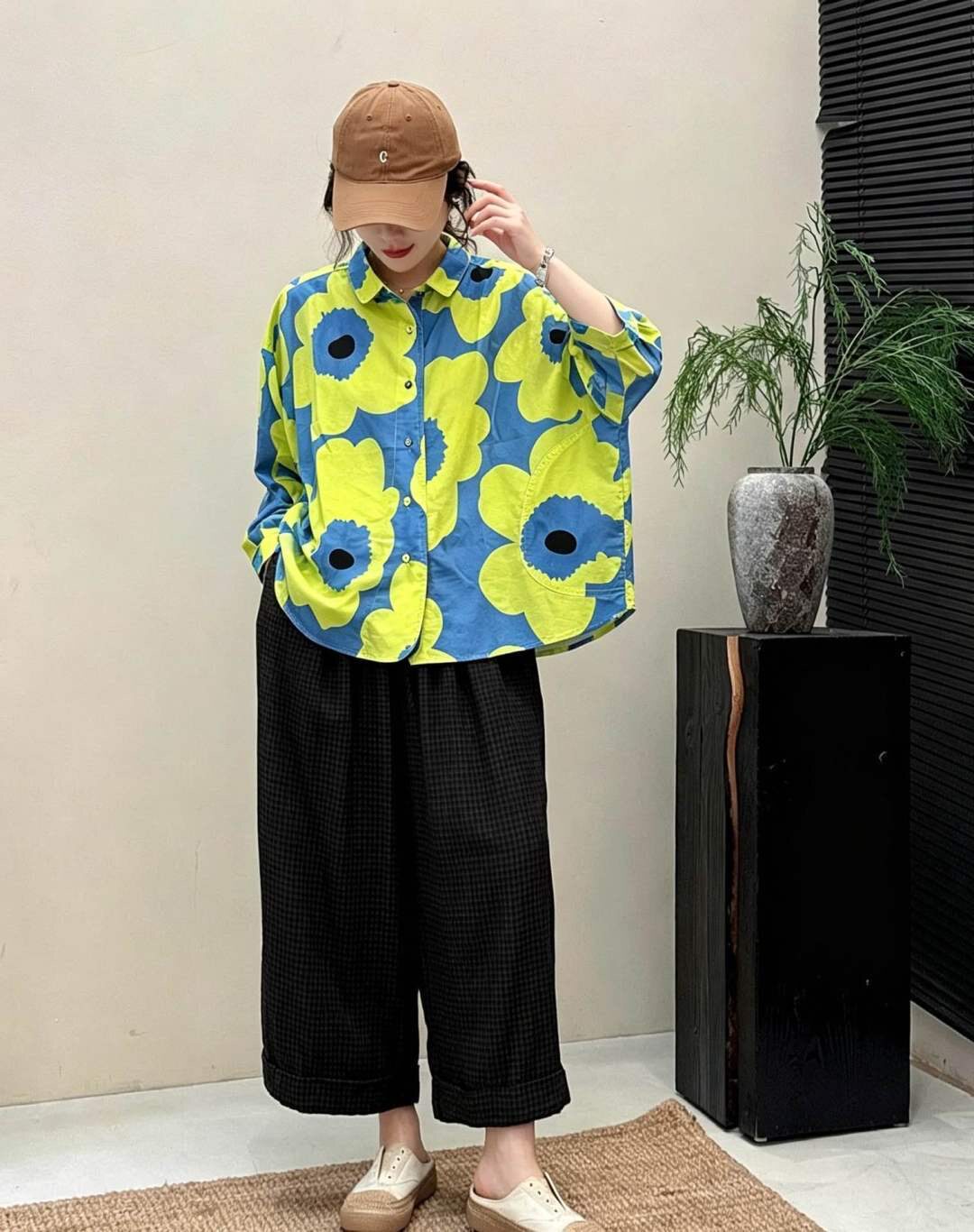 复古花朵2026夏季新款宽松休闲纯棉小众日系短袖洋气ins衬衫潮女