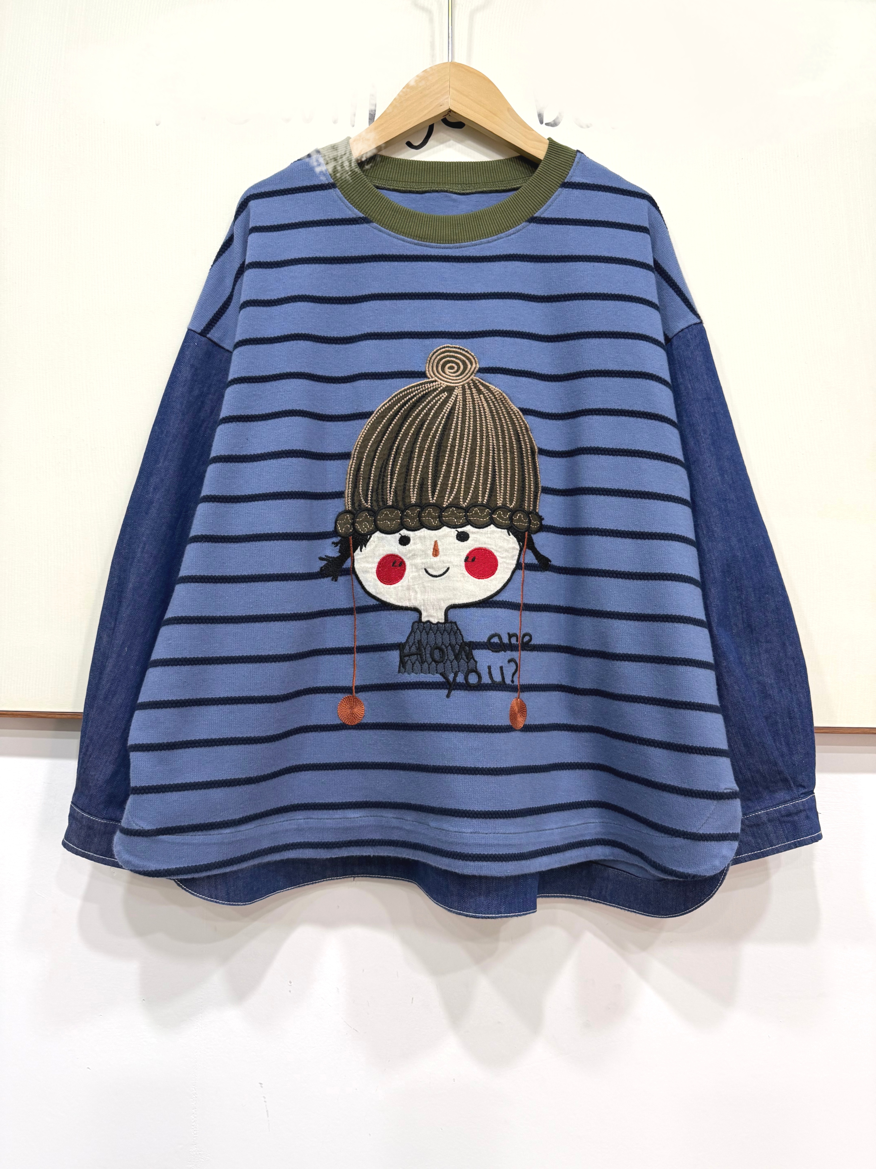 日系卡通贴布拼接女孩纯棉长袖T恤女宽松休闲秋季新款原创上衣i潮