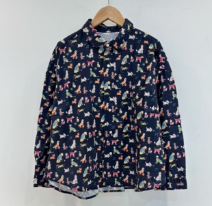 日系小众卡通印花复古秋季新款宽松休闲减龄洋气显瘦翻领长袖衬衫