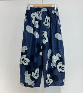 休闲直茼裤 松紧腰宽松大码 女潮 新款 日单纯棉质感复古印花2026春装