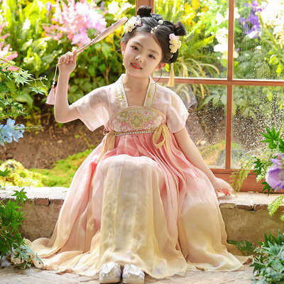 汉服女童夏款2025新款女孩古风连衣裙夏季儿童超仙古装公主裙子