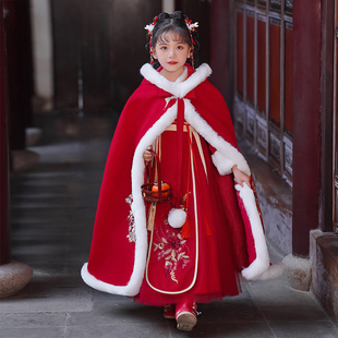 女童唐装汉服儿童装冬季过年衣服拜年服女孩冬款裙子女宝新年冬装