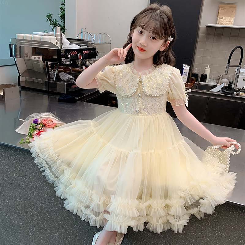 公主裙女童高端礼服花童婚礼小女孩洋气儿童夏季连衣裙蓬蓬纱裙子