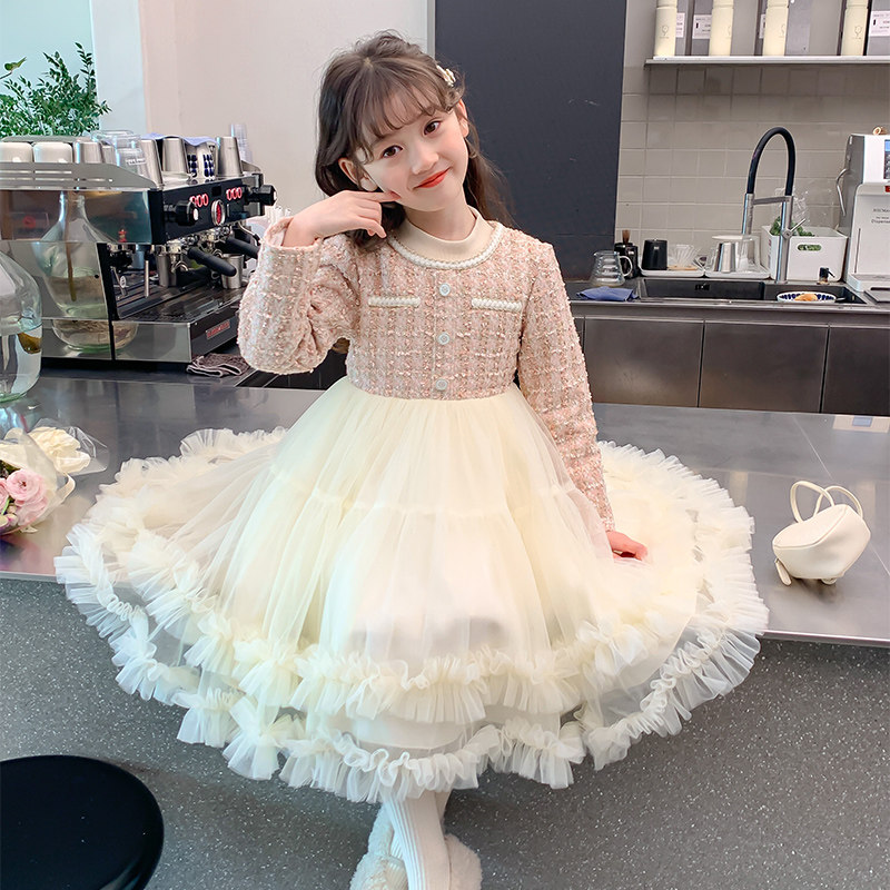 女童连衣裙秋冬款2025冬装新款儿童加绒公主裙礼服女孩冬裙子冬季