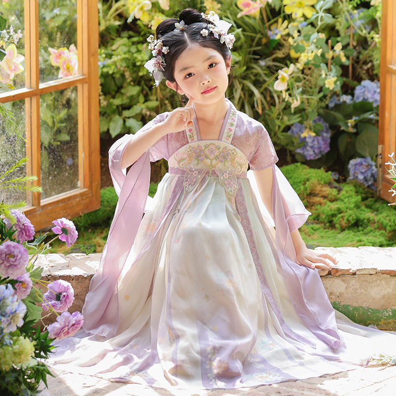 汉服女童夏季2025新款儿童古风唐装公主裙女孩古装国风连衣裙夏装