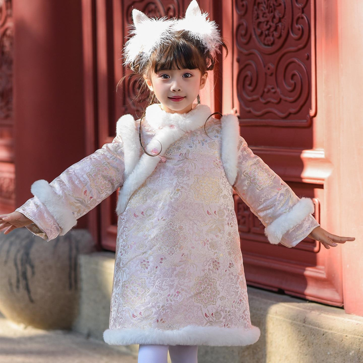 女童拜年服唐装棉服2025新款儿童裙子小女孩过年旗袍新年裙秋冬季,童装/婴儿装/亲子装,唐装,淘宝优惠券,粉丝福利购,淘宝优惠卷
