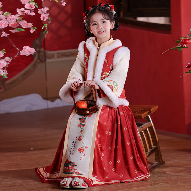 拜年服加厚汉服女童秋冬