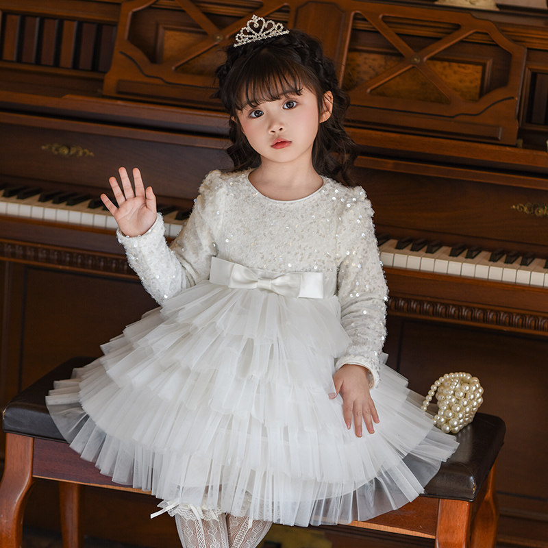 女童秋装小香风连衣裙2025新款儿童洋气公主裙宝宝生日钢琴演出服