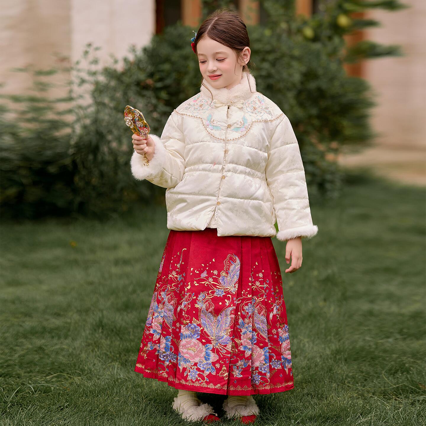 女童拜年服冬季汉服套装夹棉上衣马面裙儿童国风新年唐装日常可穿