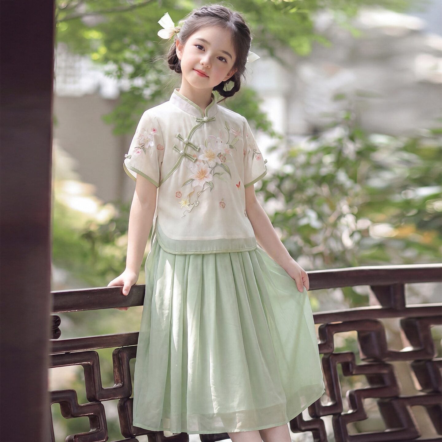 女童国风套装夏季2026新款儿童汉服女孩新中式旗袍裙子唐装连衣裙